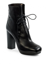 THE LOOKSquare toeLace-up closurePadded insoleStacked heel, 4¼(110mm)Concealed platform, ¾(20mm)Compares to a 3½ heel(90mm)THE MATERIALLeather upperLeather lining and soleORIGINMade in Italy THE LOOKSquare toeLace-up closurePadded insoleStacked heel, 4¼(110mm)Concealed platform, ¾(20mm)Compares to a 3½ heel(90mm)THE MATERIALLeather upperLeather lining and soleORIGINMade in Italy
