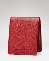 Form overwhelms function in this exceptional wallet from Burberry, crafted in superior pebbled leather with a deep, rich color. A distinctive design that keeps you organized on your everyday sojourns, be they to work or pleasure, from Burberry. Form overwhelms function in this exceptional wallet from Burberry, crafted in superior pebbled leather with a deep, rich color. A distinctive design that keeps you organized on your everyday sojourns, be they to work or pleasure, from Burberry.