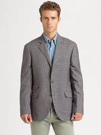 This three-button jacket features a timeless notch lapel, chest welt and waist flap pockets and a traditional ticket pocket, tailored in a rich Italian blend of wool, flax and silk.Button-frontNotch lapelChest welt, waist flap pocketsSide vents51% wool/41% flax/8% silkDry cleanMade in Italy This three-button jacket features a timeless notch lapel, chest welt and waist flap pockets and a traditional ticket pocket, tailored in a rich Italian blend of wool, flax and silk.Button-frontNotch lapelChest welt, waist flap pocketsSide vents51% wool/41% flax/8% silkDry cleanMade in Italy