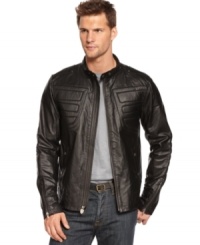 The tough get going-add a bit of edge to your everyday wear with this detailed leather jacket from Puma.