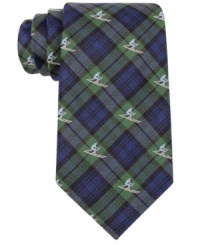 'Tis the season for mixing business and fun-get into the spirit with this plaid and skier-print silk tie from Tommy Hilfiger. 'Tis the season for mixing business and fun-get into the spirit with this plaid and skier-print silk tie from Tommy Hilfiger.