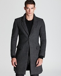 A polished overcoat preserves your handsome presentation without giving up warmth. Maintain your distinguished presence with this fine design from Shades of Grey by Micah Cohen. A polished overcoat preserves your handsome presentation without giving up warmth. Maintain your distinguished presence with this fine design from Shades of Grey by Micah Cohen.