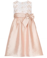 Shimmery shantung and sequin detailing create a dazzling effect along this party-ready dress by Rare Editions. Shimmery shantung and sequin detailing create a dazzling effect along this party-ready dress by Rare Editions.