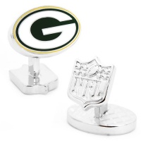 Officially Licensed NFL Logo Palladium Enamel Cufflinks - Packers Officially Licensed NFL Logo Palladium Enamel Cufflinks - Packers