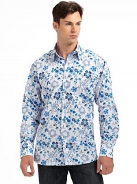 THE LOOKSpirited Euro stylingFun floral, striped and paisley combo printSignature square buttonsDistinctive button-down collarLong sleeves with button cuffsTHE MATERIALCottonCARE & ORIGINMachine washImported THE LOOKSpirited Euro stylingFun floral, striped and paisley combo printSignature square buttonsDistinctive button-down collarLong sleeves with button cuffsTHE MATERIALCottonCARE & ORIGINMachine washImported