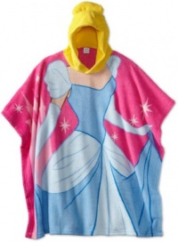 Ame Sleepwear Girls 7-16 Cinderella Hooded Poncho Top, Pink, One Size