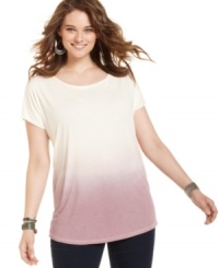 Score a chill casual vibe with American Rag's short sleeve plus size top, highlighted by ombre shading. (Clearance) Score a chill casual vibe with American Rag's short sleeve plus size top, highlighted by ombre shading. (Clearance)