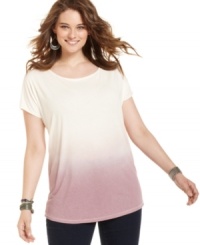 Score a chill casual vibe with American Rag's short sleeve plus size top, highlighted by ombre shading. (Clearance)