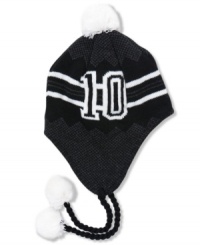 Stay warm in sporty style with this American Rag varsity beanie. Stay warm in sporty style with this American Rag varsity beanie.