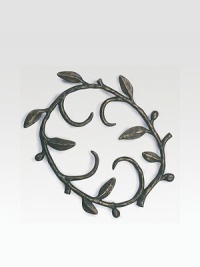 Inspired by the lush growth of an enchanted fairytale forest, this curling vine design is sand cast and sculpted into a graceful trivet.From the Vine Collection Oxidized bronze 7½W x 7½L Nickelplate Hand wash Imported Inspired by the lush growth of an enchanted fairytale forest, this curling vine design is sand cast and sculpted into a graceful trivet.From the Vine Collection Oxidized bronze 7½W x 7½L Nickelplate Hand wash Imported