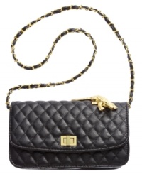 Let your look take shape with this ladylike silhouette from Sasha. Accented with a golden alligator and slender chain-link strap, it adds instant posh appeal to any ensemble. Let your look take shape with this ladylike silhouette from Sasha. Accented with a golden alligator and slender chain-link strap, it adds instant posh appeal to any ensemble.