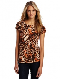 Anne Klein Women's Animal Print Top, Orange/Brown/Beige, Medium Anne Klein Women's Animal Print Top, Orange/Brown/Beige, Medium