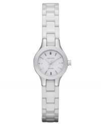 Structured and polished, these pristine watch from DKNY keeps your style fresh. Structured and polished, these pristine watch from DKNY keeps your style fresh.