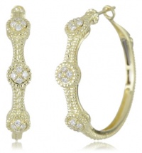 Judith Ripka Romance Round Pave Stations Hoops Earrings Judith Ripka Romance Round Pave Stations Hoops Earrings