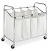 Whitmor 6097-3529-BB Chrome and Canvas Four Section Laundry Sorter