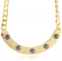 Kenneth Cole New York Modern Status Hematite Rivet Half Moon Necklace, 21