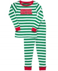 Green, white and red allover! Santa's little helper will have nothing but sweet dreams this holiday season thanks to Carter's striped pajama set. Green, white and red allover! Santa's little helper will have nothing but sweet dreams this holiday season thanks to Carter's striped pajama set.