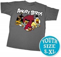 Angry Birds Pixels Youth Charcoal Grey Tee Angry Birds Pixels Youth Charcoal Grey Tee