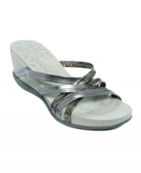 The DKNY Active Heloise Sandals pair trendy patent straps with an athletic-inspired wedge for a look that can keep up with fast fashion. The DKNY Active Heloise Sandals pair trendy patent straps with an athletic-inspired wedge for a look that can keep up with fast fashion.