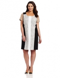 DKNYC Women's Plus-Size Short Faux Suede Sleeve Dress With Ponte Sides and Tech Crepe Detail DKNYC Women's Plus-Size Short Faux Suede Sleeve Dress With Ponte Sides and Tech Crepe Detail
