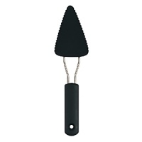 The OXO International Pie Turner has serrated edges on both sides to make it easy for righties and lefties to slice pie. The flexible nylon head slides easily beneath each portion so even the first piece comes out clean. This Pie Server is heat resistant to 400°F and safe for non-stick cookware so you can safely slice hot apple pie in a non-stick pie plate. The OXO International Pie Turner has serrated edges on both sides to make it easy for righties and lefties to slice pie. The flexible nylon head slides easily beneath each portion so even the first piece comes out clean. This Pie Server is heat resistant to 400°F and safe for non-stick cookware so you can safely slice hot apple pie in a non-stick pie plate.