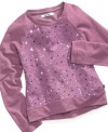 Classic sporty just got a little girly. She'll shine bright in this sequined sweatshirt from DKNY.