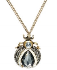 Bug out for this quirky necklace from Bar III. The insect-designed pendant sparkles with dark crystals and golden hues. Crafted in gold tone mixed metal. Approximate length: 30 inches + 2-inch extender. Approximate drop: 2-1/2 inches. Bug out for this quirky necklace from Bar III. The insect-designed pendant sparkles with dark crystals and golden hues. Crafted in gold tone mixed metal. Approximate length: 30 inches + 2-inch extender. Approximate drop: 2-1/2 inches.