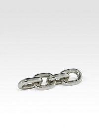 An ultra-modern iron desk accessory featuring a sleek chain-link pattern.Silver plated iron9 X 2.5Clean with a soft clothImported An ultra-modern iron desk accessory featuring a sleek chain-link pattern.Silver plated iron9 X 2.5Clean with a soft clothImported