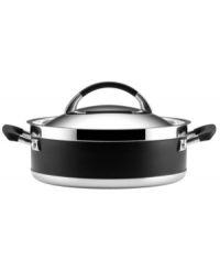 Gather loved ones round for a slow-cooked meal they'll never forget! The dishwasher-safe, induction-ready dutch oven introduces ease and versatility into the landscape of your kitchen. Three layers of metal compose the exceptional body: a thick inner core of quick and even-heating aluminum is sandwiched between gleaming stainless steel. Limited lifetime warranty. Gather loved ones round for a slow-cooked meal they'll never forget! The dishwasher-safe, induction-ready dutch oven introduces ease and versatility into the landscape of your kitchen. Three layers of metal compose the exceptional body: a thick inner core of quick and even-heating aluminum is sandwiched between gleaming stainless steel. Limited lifetime warranty.