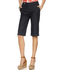 Bandolino updates dark denim for warm weather: the longer, Bermuda-length cut gives you coverage and style! Bandolino updates dark denim for warm weather: the longer, Bermuda-length cut gives you coverage and style!