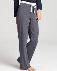 Cast off to sleep in Lauren Ralph Lauren's sailor stripe pants with an embroidered logo and contrast waistband. Cast off to sleep in Lauren Ralph Lauren's sailor stripe pants with an embroidered logo and contrast waistband.