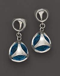 Bold sterling silver earrings, gleaming with blue quartz, are elegant showcases for Di MODOLO's iconic Triadra design. Bold sterling silver earrings, gleaming with blue quartz, are elegant showcases for Di MODOLO's iconic Triadra design.