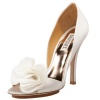 Badgley Mischka Women's Randall Open-Toe Pump,White Satin,6 M US