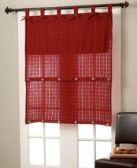 Create a room with a view with the tie-up shade that easily adjusts to your lighting preferences. Deep desert palette, a beautifully textured eyelet weave and tab top construction. Create a room with a view with the tie-up shade that easily adjusts to your lighting preferences. Deep desert palette, a beautifully textured eyelet weave and tab top construction.