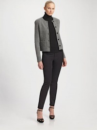Italian wool knit with a two-way stretch to retain that sleek, skinny look. Zip fly Extended tab closure at waist Coin pocket Rear welt pocket Inseam, about 30 92% wool/6% nylon/2% elastane Dry clean Imported Italian wool knit with a two-way stretch to retain that sleek, skinny look. Zip fly Extended tab closure at waist Coin pocket Rear welt pocket Inseam, about 30 92% wool/6% nylon/2% elastane Dry clean Imported