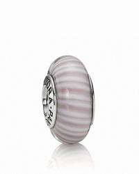This candy-striped murano glass charm looks sweet enough to eat. Logo-engraved sterling silver trim displays the PANDORA signature. This candy-striped murano glass charm looks sweet enough to eat. Logo-engraved sterling silver trim displays the PANDORA signature.