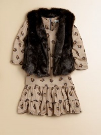 Soft, silky and oh so fluffy, faux fur can be more fashionable and fun than the real thing for wearing with her leggings and jeans.V necklineHidden snap frontTwo slash pocketsSatin liningPolyesterHand washImported Soft, silky and oh so fluffy, faux fur can be more fashionable and fun than the real thing for wearing with her leggings and jeans.V necklineHidden snap frontTwo slash pocketsSatin liningPolyesterHand washImported
