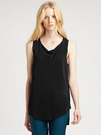 Light and airy, this silk basic is fashioned with a modern hi-lo hem and an unexpected cowlneck. CowlneckSleevelessContoured hi-lo hem hits below the hipsSilkDry cleanImportedModel shown is 5'10 (177cm) wearing US size 2. Light and airy, this silk basic is fashioned with a modern hi-lo hem and an unexpected cowlneck. CowlneckSleevelessContoured hi-lo hem hits below the hipsSilkDry cleanImportedModel shown is 5'10 (177cm) wearing US size 2.