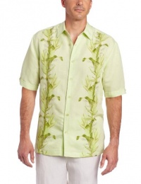 Cubavera Men's Short Sleeve Button Down Shirt With Leaf Embroidery And Print Detail Cubavera Men's Short Sleeve Button Down Shirt With Leaf Embroidery And Print Detail