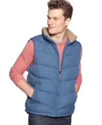 Zip up! Keep yourself in solid style while still chasing away the chill with this puffer vest from Weatherproof. Zip up! Keep yourself in solid style while still chasing away the chill with this puffer vest from Weatherproof.