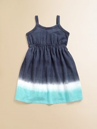 Simply splendid, tank-style frock with full skirt and elastic waist has an on-trend ombré design.Round necklineSleevelessElasticized backElastic waistband50% pima cotton/50% modalMachine washMade in USA Simply splendid, tank-style frock with full skirt and elastic waist has an on-trend ombré design.Round necklineSleevelessElasticized backElastic waistband50% pima cotton/50% modalMachine washMade in USA