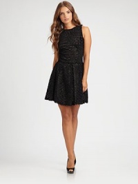 Textural and chic, this full-skirted silhouette has an evening-perfect air.Jewel necklineSleevelessFull skirtV back with concealed zipFully linedAbout 20 from natural waistPolyesterDry cleanMade in USA of imported fabricModel shown is 5'10 (177cm) wearing US size 4. Textural and chic, this full-skirted silhouette has an evening-perfect air.Jewel necklineSleevelessFull skirtV back with concealed zipFully linedAbout 20 from natural waistPolyesterDry cleanMade in USA of imported fabricModel shown is 5'10 (177cm) wearing US size 4.