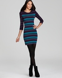 Bold, jewel-tone stripes energize this form-fitting French Connection dress for an impactful addition to your fashion repetoire. Bold, jewel-tone stripes energize this form-fitting French Connection dress for an impactful addition to your fashion repetoire.