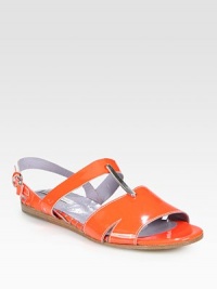 Ideal for goddess-like dresses or flirty jumpsuits, this gleaming patent leather flat has metallic leather trim and an adjustable ankle strap. Patent leather upperLeather lining and solePadded insoleImportedOUR FIT MODEL RECOMMENDS ordering true whole size; ½ sizes should order the next whole size up. Ideal for goddess-like dresses or flirty jumpsuits, this gleaming patent leather flat has metallic leather trim and an adjustable ankle strap. Patent leather upperLeather lining and solePadded insoleImportedOUR FIT MODEL RECOMMENDS ordering true whole size; ½ sizes should order the next whole size up.