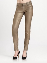 Goldtone metallic finish adds a stunning, leather-like look to these stretchy, mid-rise skinnies. THE FITMedium rise, about 8Inseam, about 30THE DETAILSZip flyFive-pocket style98% cotton/2% spandexMachine washMade in USA of imported fabricModel shown is 5'9 (175cm) wearing US size 0. Goldtone metallic finish adds a stunning, leather-like look to these stretchy, mid-rise skinnies. THE FITMedium rise, about 8Inseam, about 30THE DETAILSZip flyFive-pocket style98% cotton/2% spandexMachine washMade in USA of imported fabricModel shown is 5'9 (175cm) wearing US size 0.