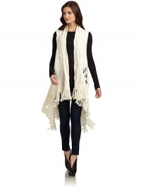 THE LOOKOpen knit constructionDraped, open frontFringe detailTHE FITAbout 40 from shoulder to hemTHE MATERIALWool/angora/polyamide/elastaneCARE & ORIGINHand washImportedModel shown is 5'9½ (176cm) wearing US size Small. THE LOOKOpen knit constructionDraped, open frontFringe detailTHE FITAbout 40 from shoulder to hemTHE MATERIALWool/angora/polyamide/elastaneCARE & ORIGINHand washImportedModel shown is 5'9½ (176cm) wearing US size Small.