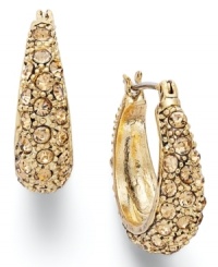 Add smoky glam to your collection. These small hoop earrings from Charter Club are embellished with topaz-hued glass accents. Crafted in gold tone mixed metal. Approximate diameter: 4/5 inch. Add smoky glam to your collection. These small hoop earrings from Charter Club are embellished with topaz-hued glass accents. Crafted in gold tone mixed metal. Approximate diameter: 4/5 inch.