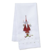 Whimsical interpretations of Santa and his reindeer dress up this collection of linen tea towels from Patience Brewster. Whimsical interpretations of Santa and his reindeer dress up this collection of linen tea towels from Patience Brewster.