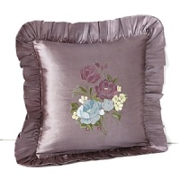 This charming purple Waterford decorative pillow with ruffled trim and fine floral embroidery bring heirloom elegance to your bedroom. This charming purple Waterford decorative pillow with ruffled trim and fine floral embroidery bring heirloom elegance to your bedroom.