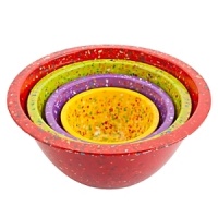 Made of recycled melamine, this patented product exudes fun. Eco-friendly with a sense of whimsy, it's a party in a bowl. Made of recycled melamine, this patented product exudes fun. Eco-friendly with a sense of whimsy, it's a party in a bowl.